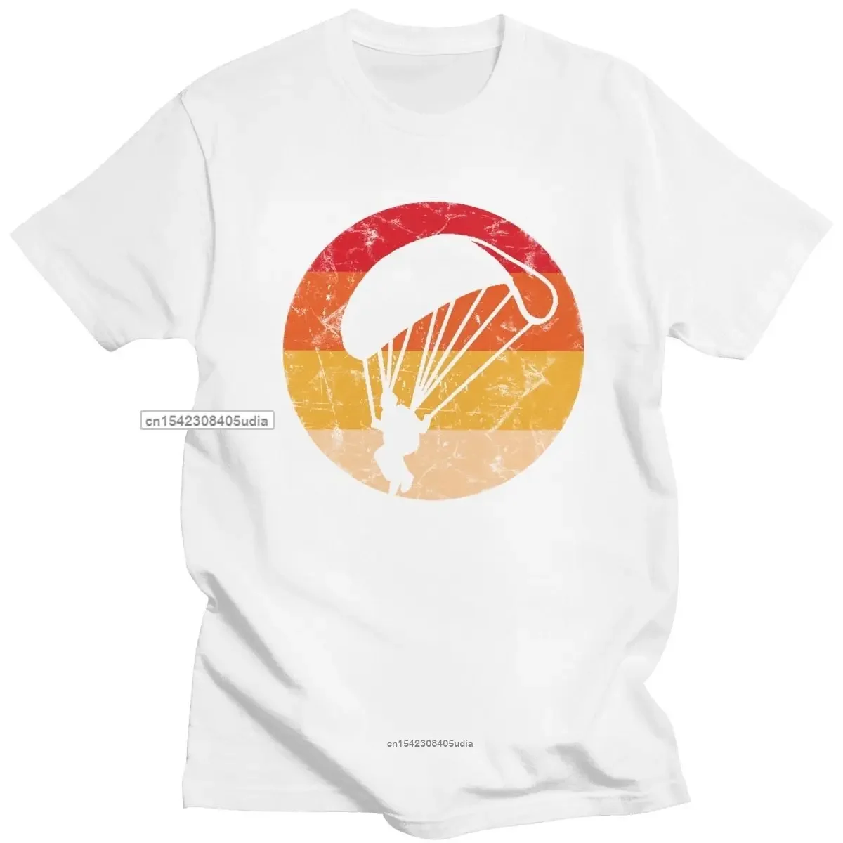 Retro Paragliding Tshirts Mens Pure Cotton Casual T Shirt Short Sleeve Paraglider Paramotor Parachute Tshirt Clothing Tees