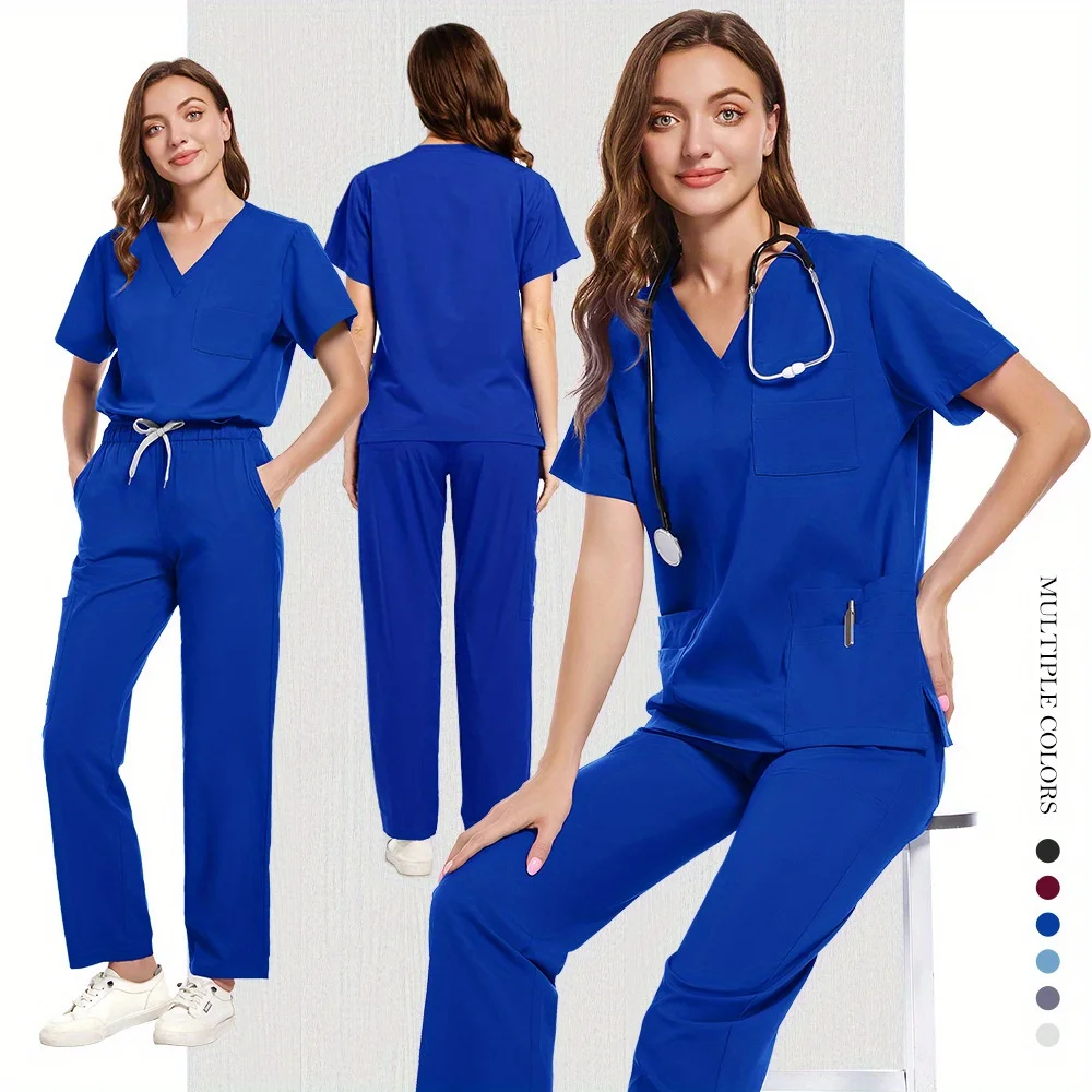 Abbigliamento alla moda: nuovo prodotto Uniforme da lavoro per medico e infermiere Lavaggio a mano Pantaloni dritti Abito in tinta unita Onde