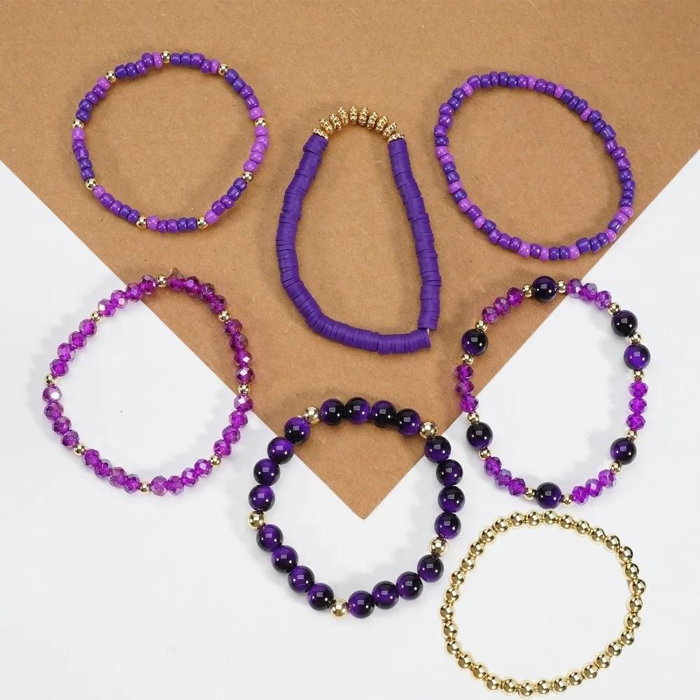 7 PC/Set New Bohemian Beads Bracelet Set Elastic Rope Handmade Stackable Bangles Set Stretch Chain Colorful Hand Chain Gifts