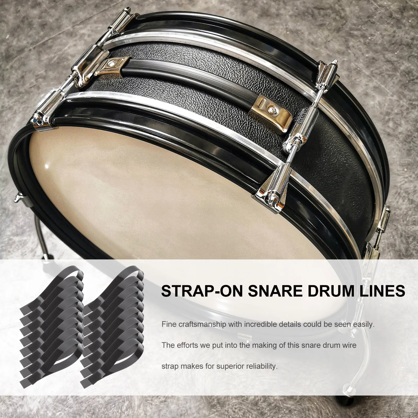 20 Pcs Snare Drum Kit Accessories Harness Strap System and Parts Black Sling Bass Replacement