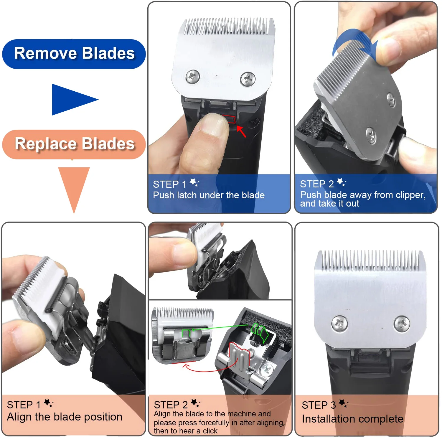 Pet Dog Hair Trimmer Steel Blade Compatible with Andis Oster A5 76 Wahl KM Animal Clippers 4F 5F 7F 9# 10# 30# 40# 50#