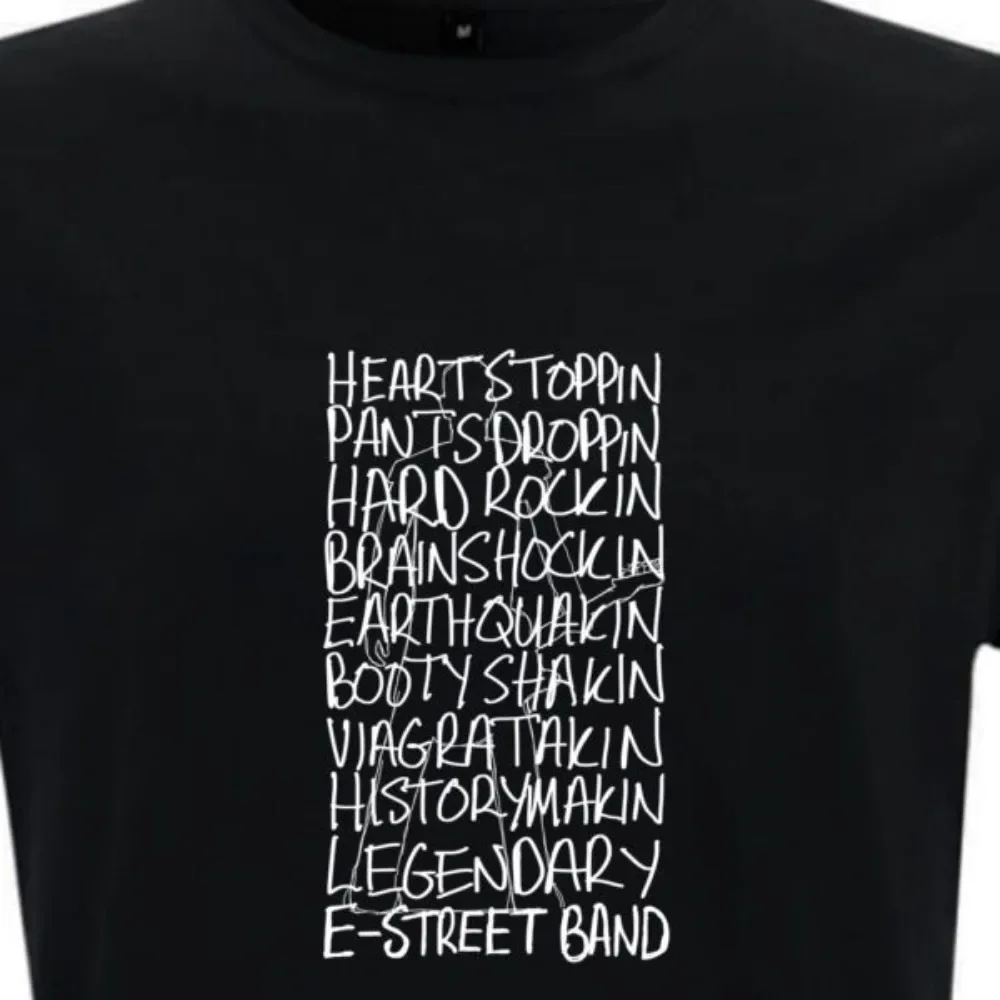 195 40_Bruce_Springsteen_and_the_E_Street_Band تي شيرت بنمط كوميدي مرسومة يدويًا لكل من الرجال والنساء في الصيف #2