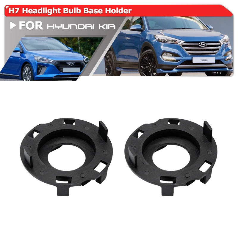 2x H7 Headlight Bulbs Base Adapters Holders Retainers For Hyundai Tucson Elantra GT I30 N Ioniq Kia Cerato Forte Sedona Carnival