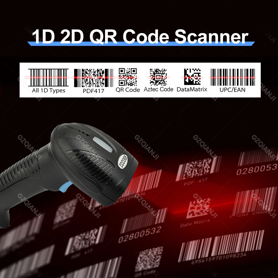 Imagem -03 - Handheld Usb Barcode Scanner 1d 2d qr Leitor de Código de Barras sem Fio 2.4g Bluetooth Pdf417 dm Code For Mobile Scan Device