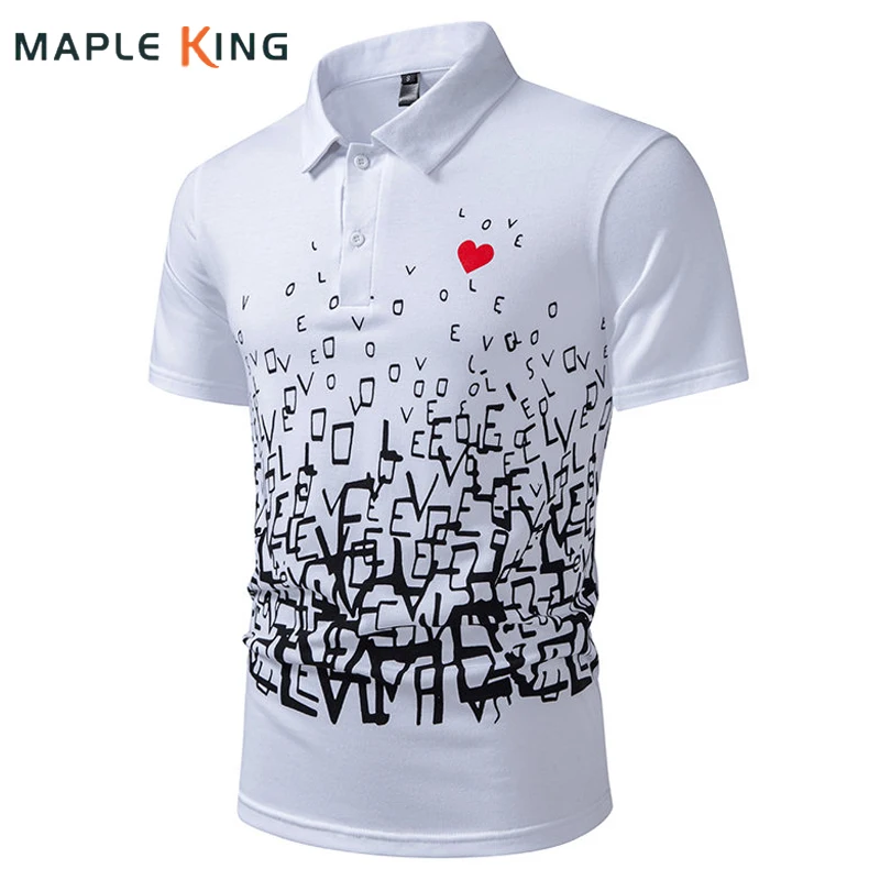 Camisa Polo para Hombre, Ropa Masculina, Ropa de Golf, Verano 2026, Casual, Manga Corta, Estampado de Amor, Camisa Elegante, Polo para Hombre, Playera