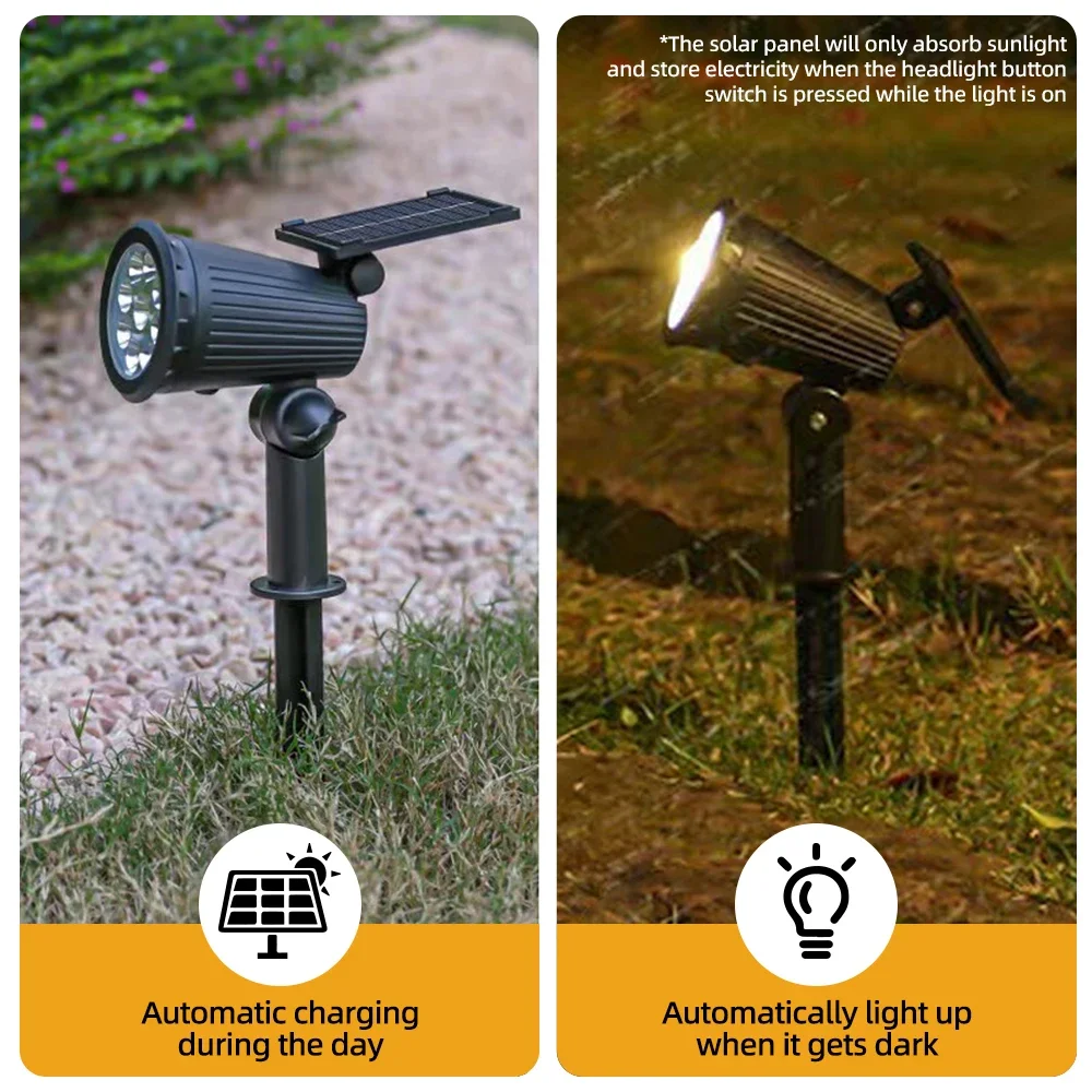 Imagem -03 - Brilho Ajustável Luz Solar Led ao ar Livre Ip65 Impermeável Jardim Quintal Palmeiras Tomada de Terra 12 Pcs