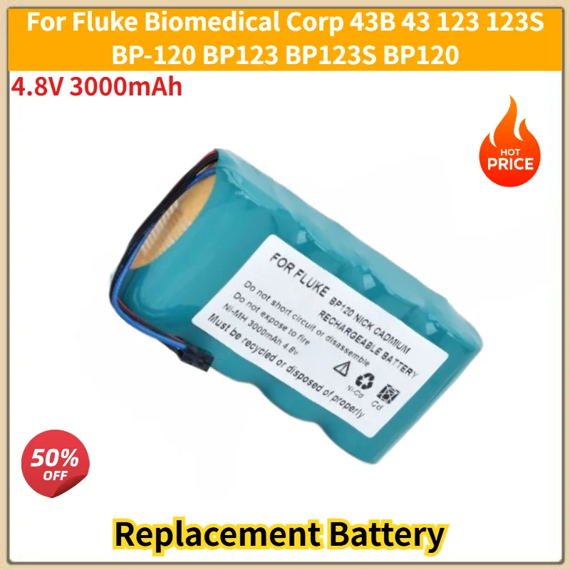 For Fluke Biomedical Corp 43B 43 123 123S BP-120 BP123 BP123S Brand New High Quality BP120 4.8V 3000mAh Replacement Battery