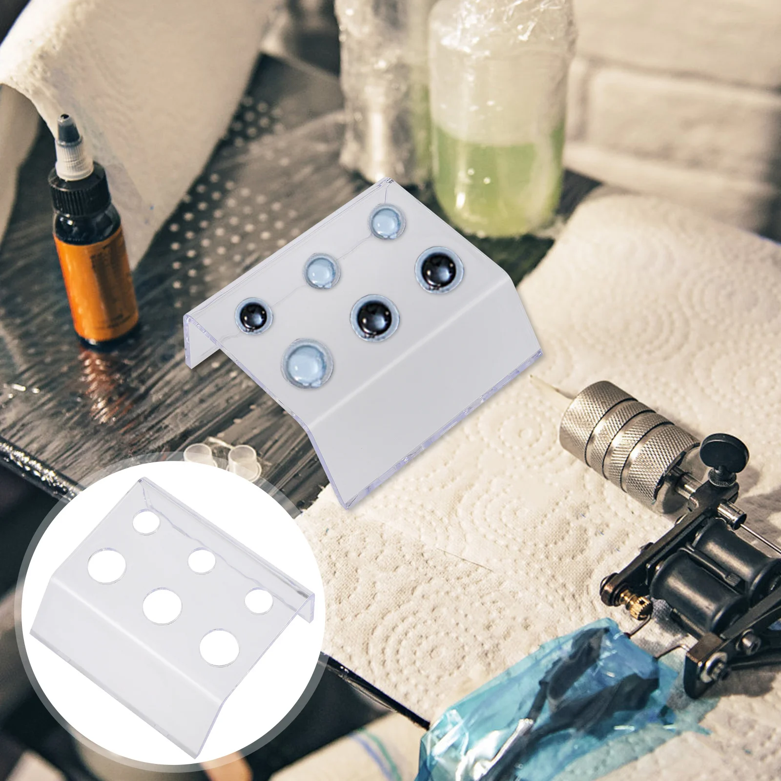 4 قطعة رف ألوان الوشم حامل أكواب الصباغ الأكريليك حامل وضع عمودي دعم لحماية الماكينة مقاومة للصدأ #6