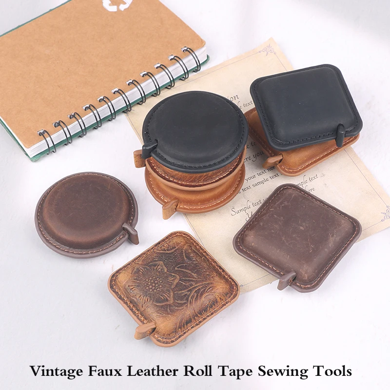 Measuring Tape Practical Soft Portable Vintage Faux Leather Roll Tape Sewing Tools 1.5M