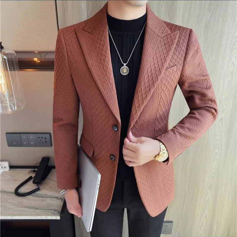 

Autumn Winter Single Breasted Wedding Suit Jacket for Men Business Casual Slim Fit Blazers Banquet Party Social Suit Jackets