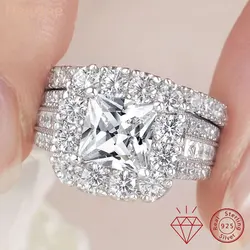Newshe Original 925 Silver Moissanite Rings GRA Certified D Color VVS1 Diamond Wedding Ring Set for Women Luxury Jewelry
