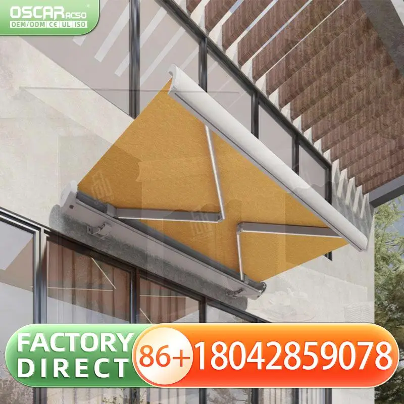 

2025 Model Outdoor Retractable Sunshade Canopy Hand Crank Electric Shelter for Home Balcony Courtyard with Remote Control Retrac