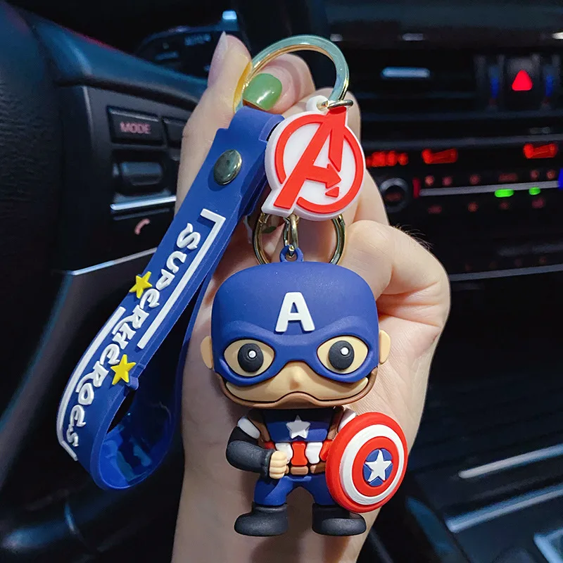 Disney-PVC Chaveiro de carro para crianças, pingente de super heróis, Homem Aranha, Capitão América, Pantera Negra, Deadpool, modelo de brinquedos, presentes infantis