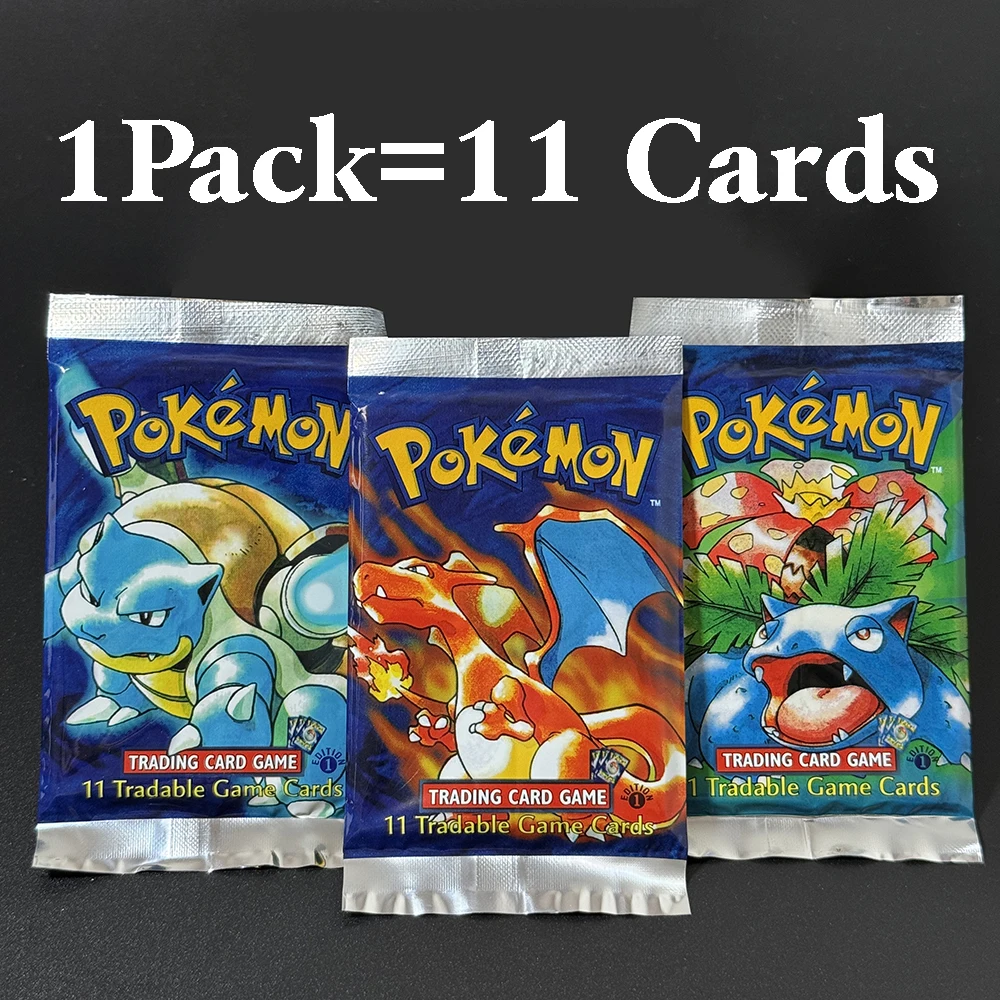 Pokémon Base Booster Packs TCG 1a edizione Carte da gioco Proxy Venusaur Charizrd Blastoise Packs 1 Confezione da 11 carte Confezione sigillata