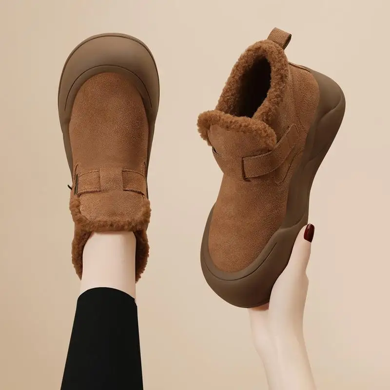 

Yearcon High Top Women's Boots Faux Fur Lined Snow Boots Korean Sle ort Boots Warm And Comfortable for Autumn And ...