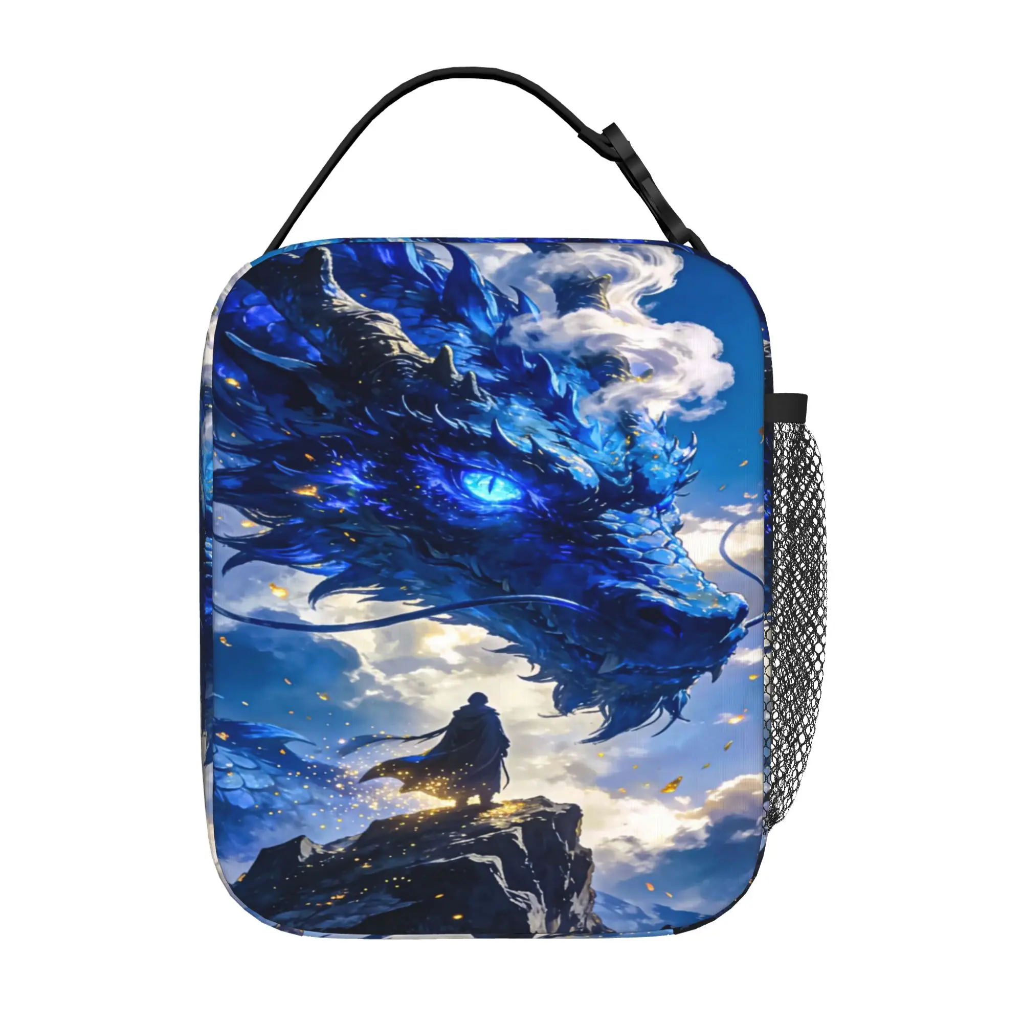 Back to school season  Food Bag Blue Mountain Summit Dragon Fantasy Art Washable Cool Classic Lightweight Lunch Bag