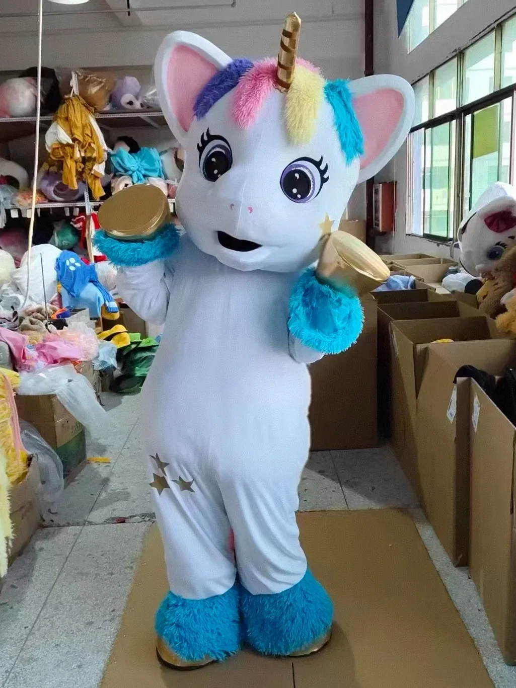 

Disney Colorful Unicorn Doll Costume Mascot Performance Suits Halloween Rave Party Event Adults Cosplay Anime Fursuit
