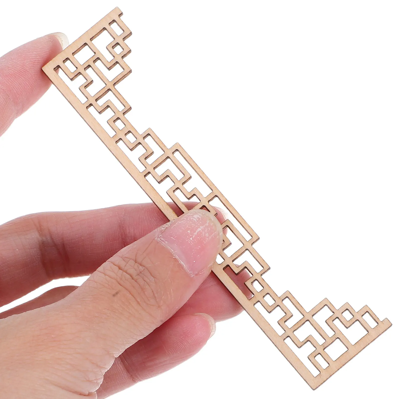 

4Pcs Unfinished Wood Carved Beam Onlays Chinese Style Architectural Appliques for DIY Sand Table Miniature Furniture Decoration