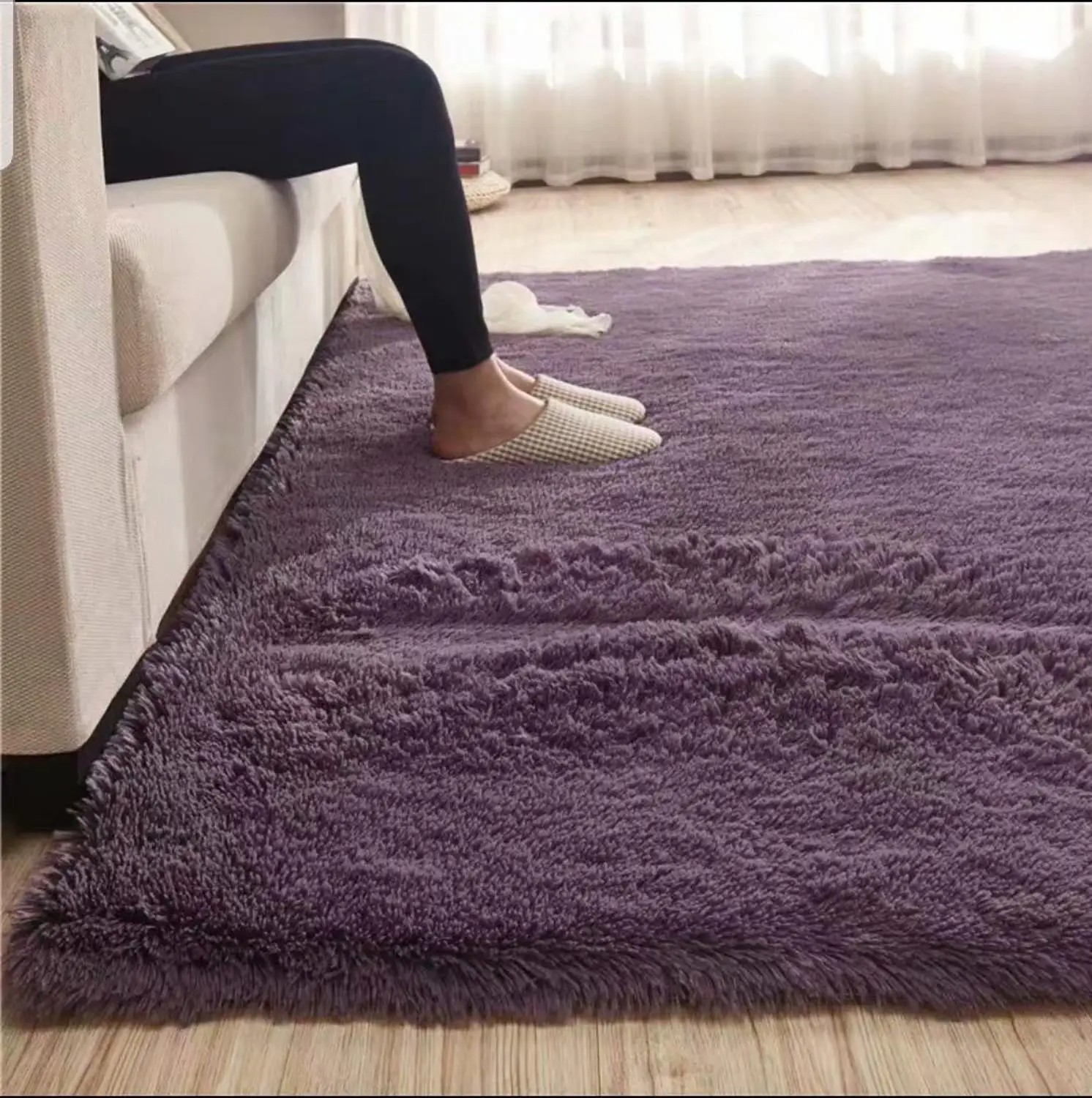 Ковер Fluffy Rug Carpet For Living Room Decor Soft Kid Bedroom Faux Fur Shaggy Plush Area Rug Non-Slip Floor Mat Home Blue Grey