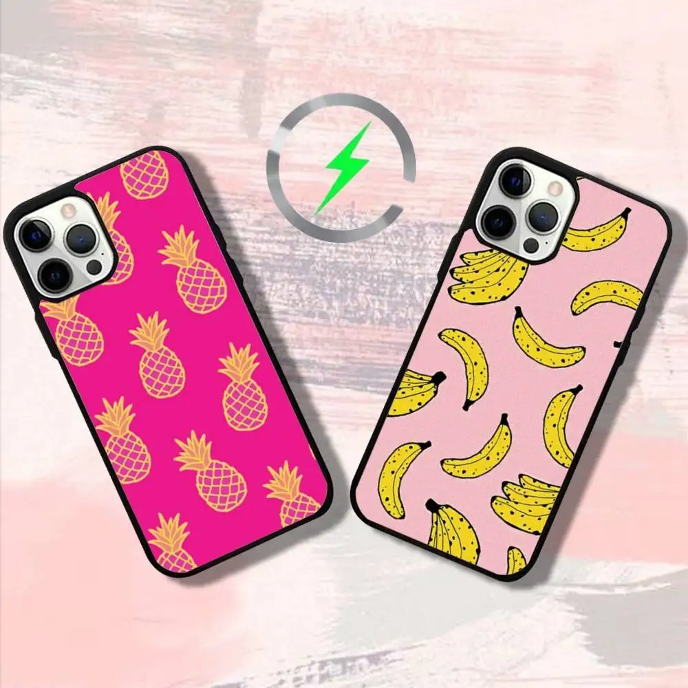 

Fruit Pattern Phone Case For iPhone 16,15,14,13,12,11,Pro,Max,Plus,Mini,SE4,E Magnetic Magsafe Wireless Charging