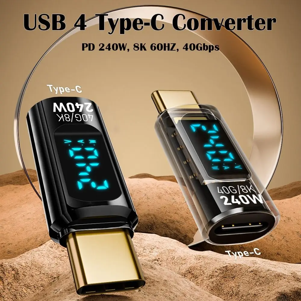 1 PCS Digital LED Display USB 4 Type-C Adapter 8K 60HZ PD 240W Power Meter Tester Smart Chip Full Function USB C Extension