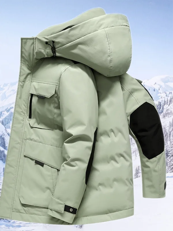 

Мужская зимняя повседневная удлиненная куртка с капюшоном, универсальная рабочая одежда, модная верхняя одежда для пар, полиэстер