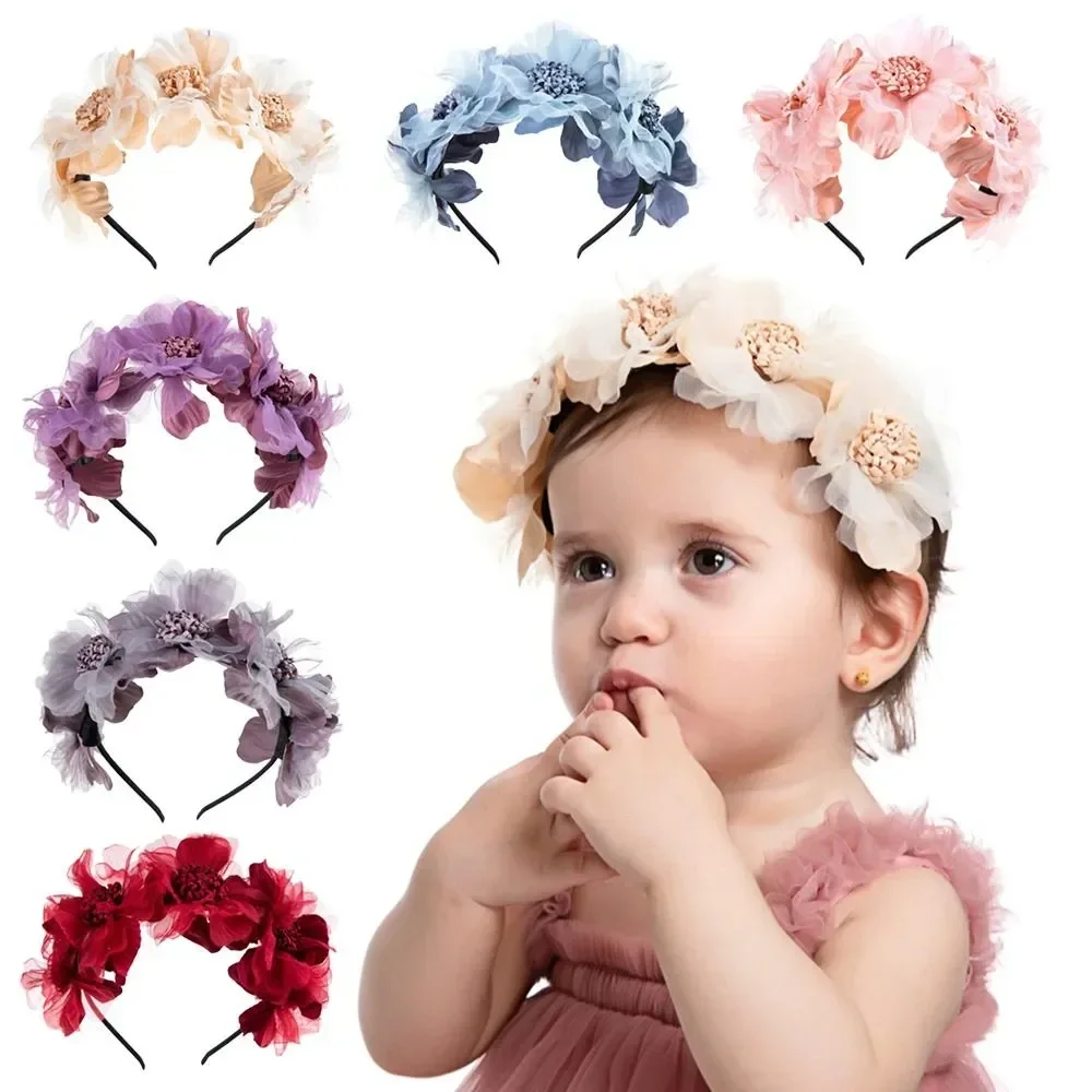 Lovely Flower Wreath Headband Baby Girls Headwraps Newborn Photography Props Gift Hair Bands Headwear Children Hair Accessories