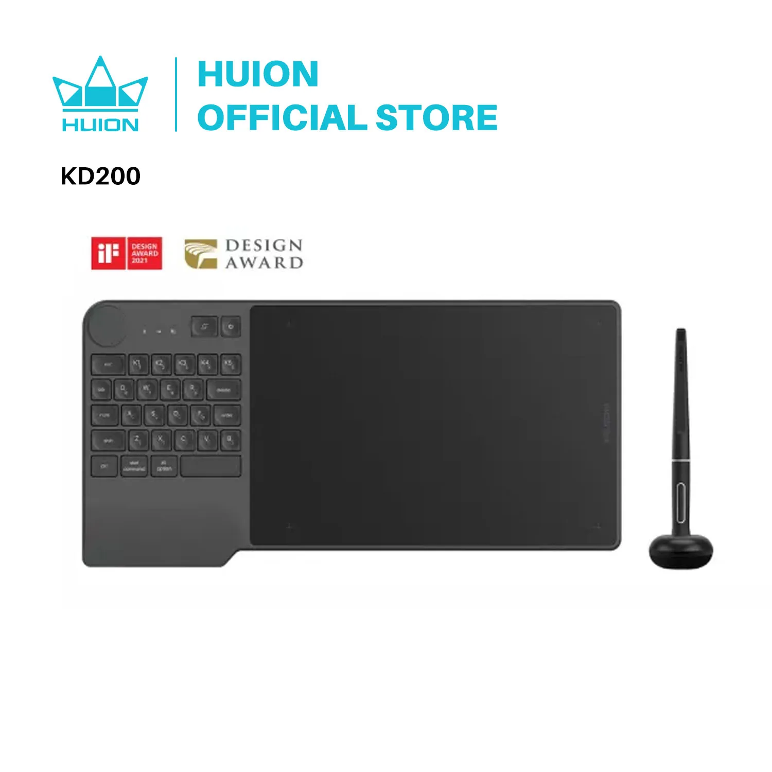 HUION Inspiroy Keydial KD200 Tablet Battery-Free Pen Wireless Graphics Digital Drawing Tablet with Keyboard Mesa Digitalizadora