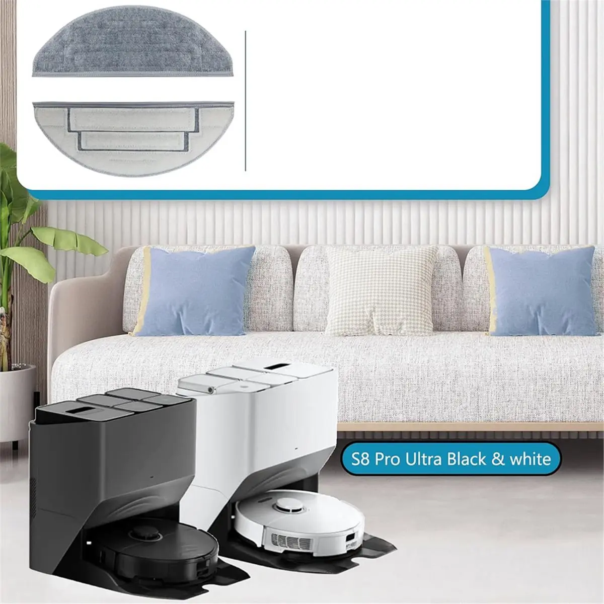 ABPO 6 Pcs Mop Cloth Pads Replacement for Roborock S8 Pro Ultra Robot Vacuum Reusable Microfiber Dual Sonic Mopping Pad