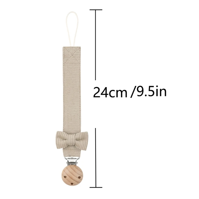 Attache-tétine avec clip en bois et nœud coloré, support de jouet de dentition essentiel