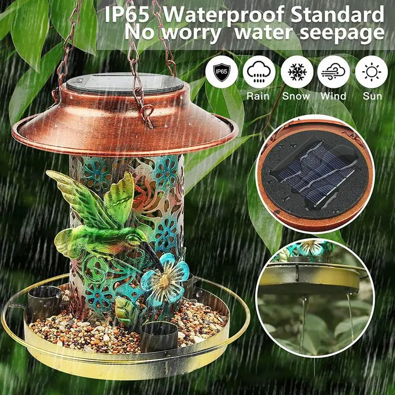 Dangling Bird Feeder Dangling Outdoor Solar Lantern Reusable Garden Decoration Funny Garden Lights For Balcony Courtyard
