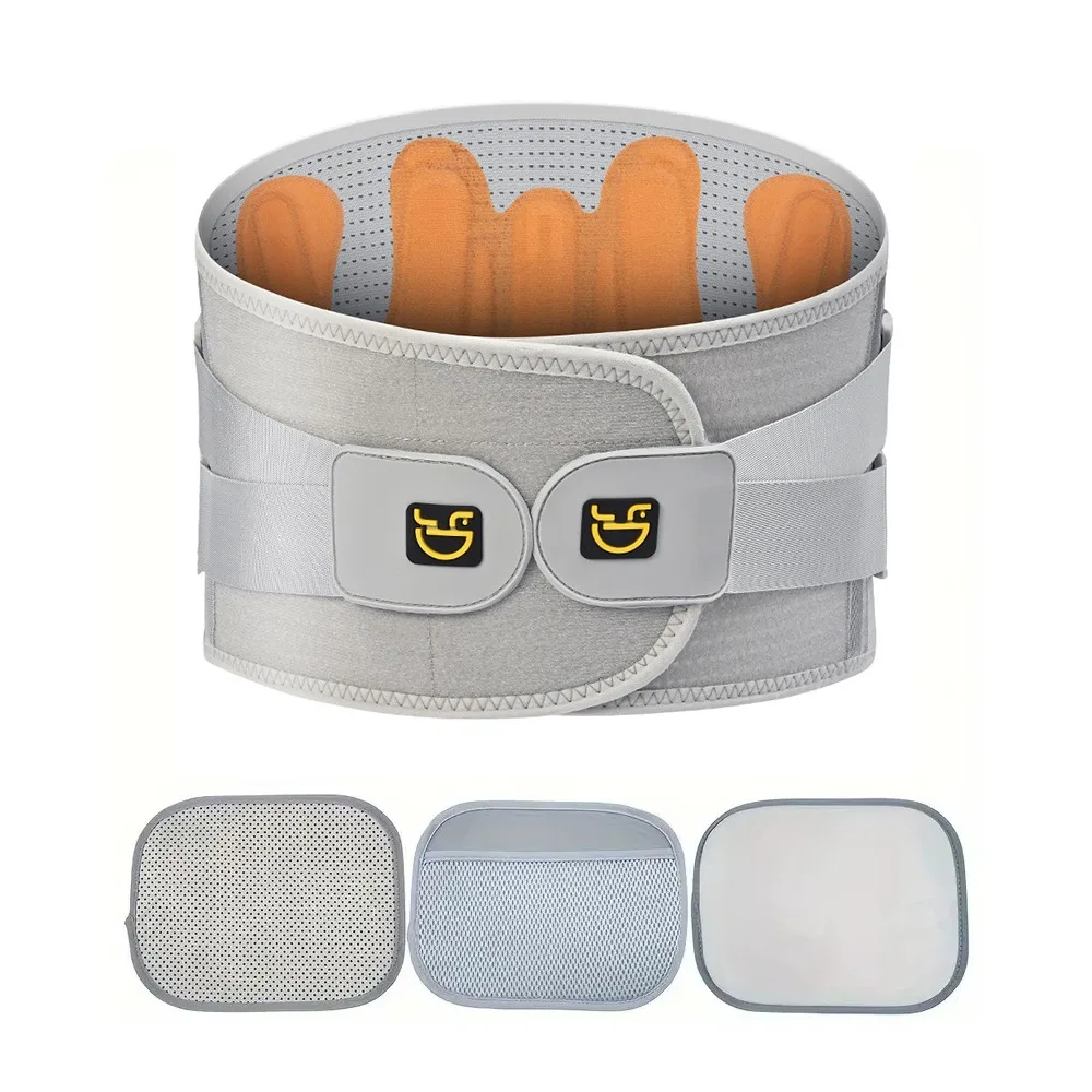 

Двойной регулируемый пояс с подтяжками, эргономичный дышащий поясничный поддерживающий пояс с 3 подушечками, унисекс, ортопедический бандаж для позвоночника, фитнес