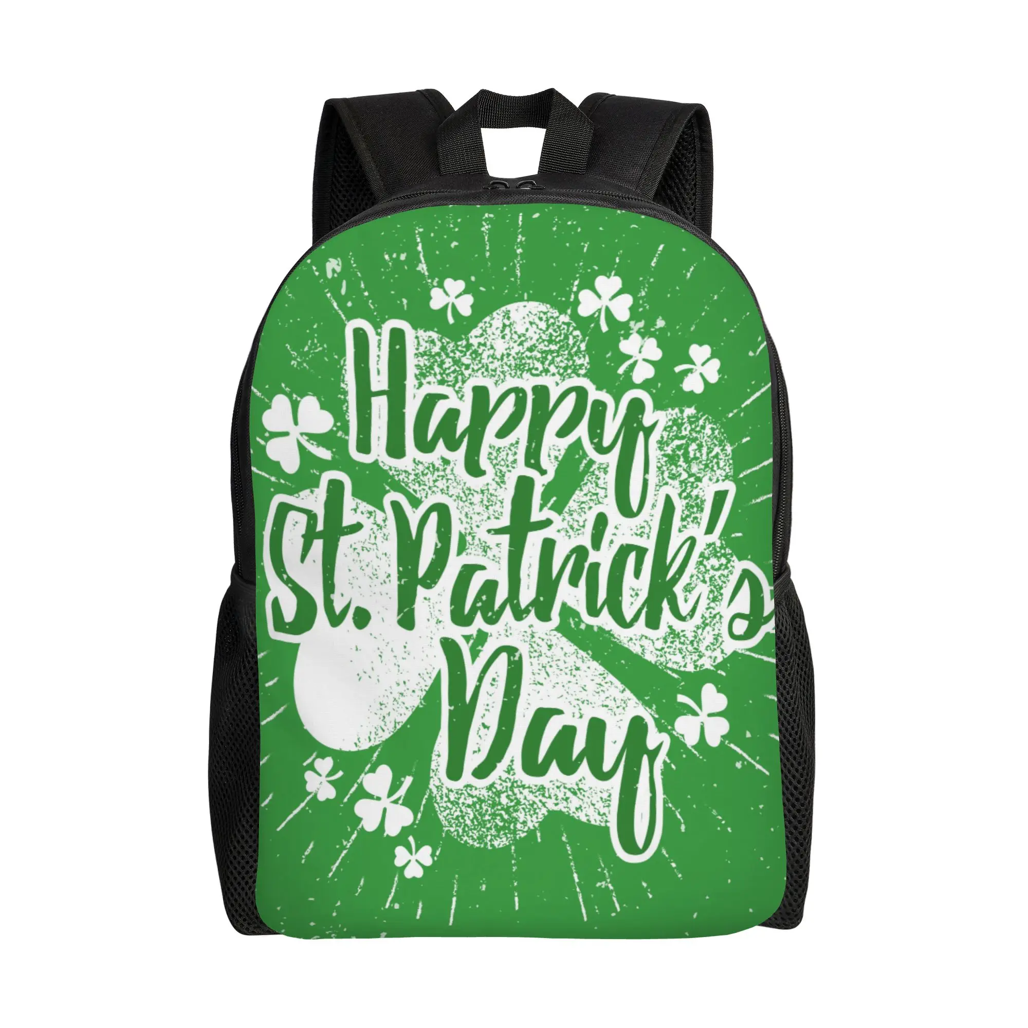 

Irish Lucky Green Shamrock Backpack for Men Women High School Work Daypack St Patrick's Day Laptop Computer Canvas Bags Durable