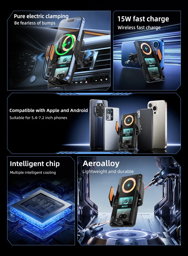 Auto Drahtlose Ladegerät Magnetische Auto Auto Halter Telefon Halterung Für Samsung iPhone Xiaomi Infrarot Induktion 66W Schnelle Ladestation – Detail 12