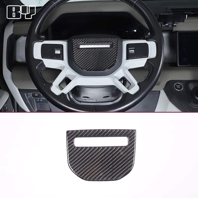 

Carbon Fiber Car Interior Steering Wheel Trim Cover Stickers For Land Rover Defender 90 110 2020-2024 Auto Accessories