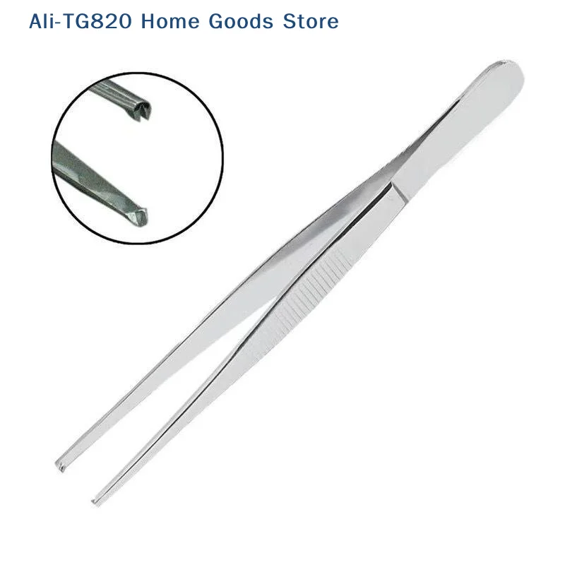 [TG820][W] 1Pcs Stainless Steel Toothed Tweezers Precise Grip 125/140mm Manipulate Silver Suturing Needle