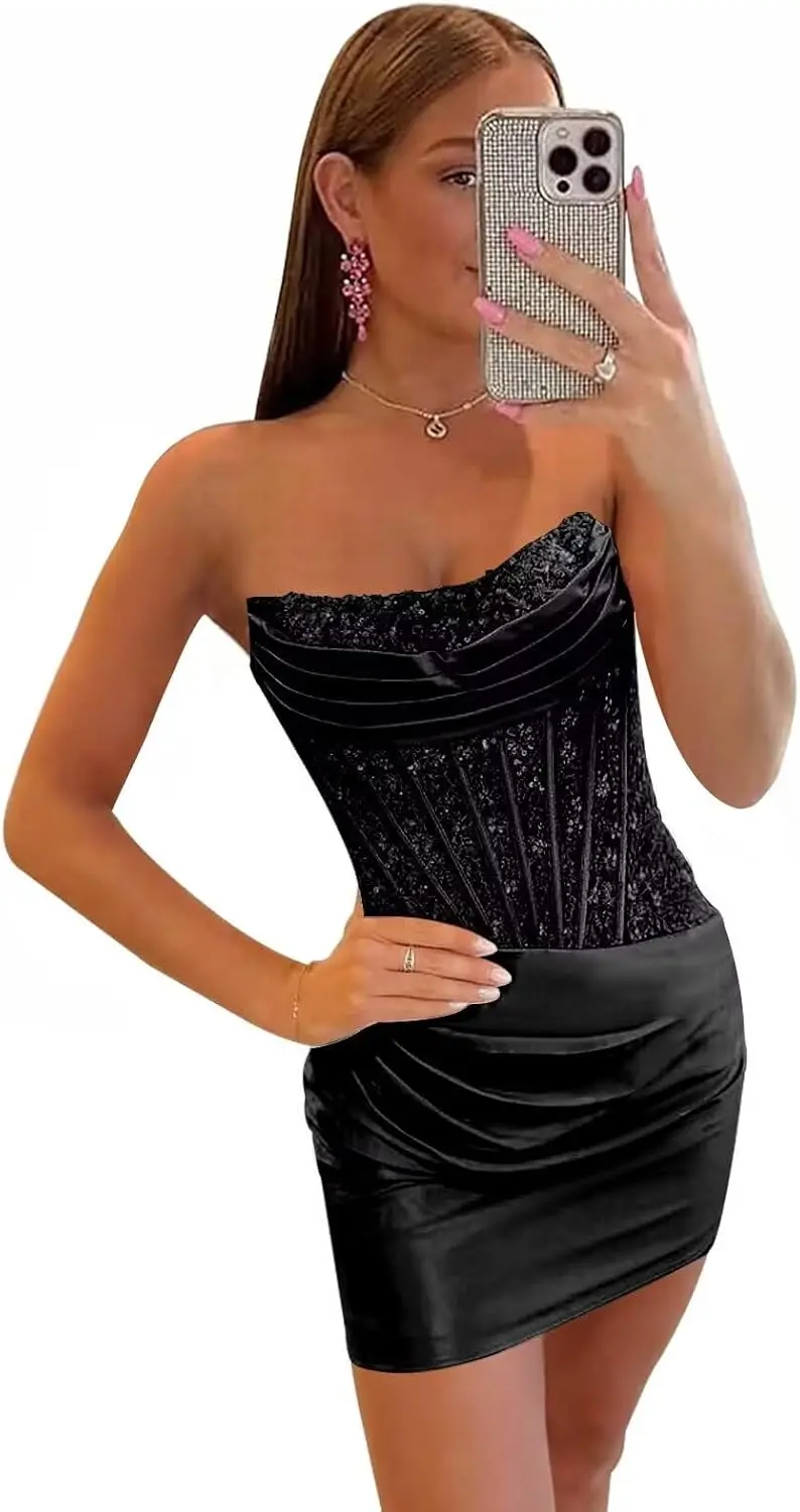 Strapless Satin Hom… - image