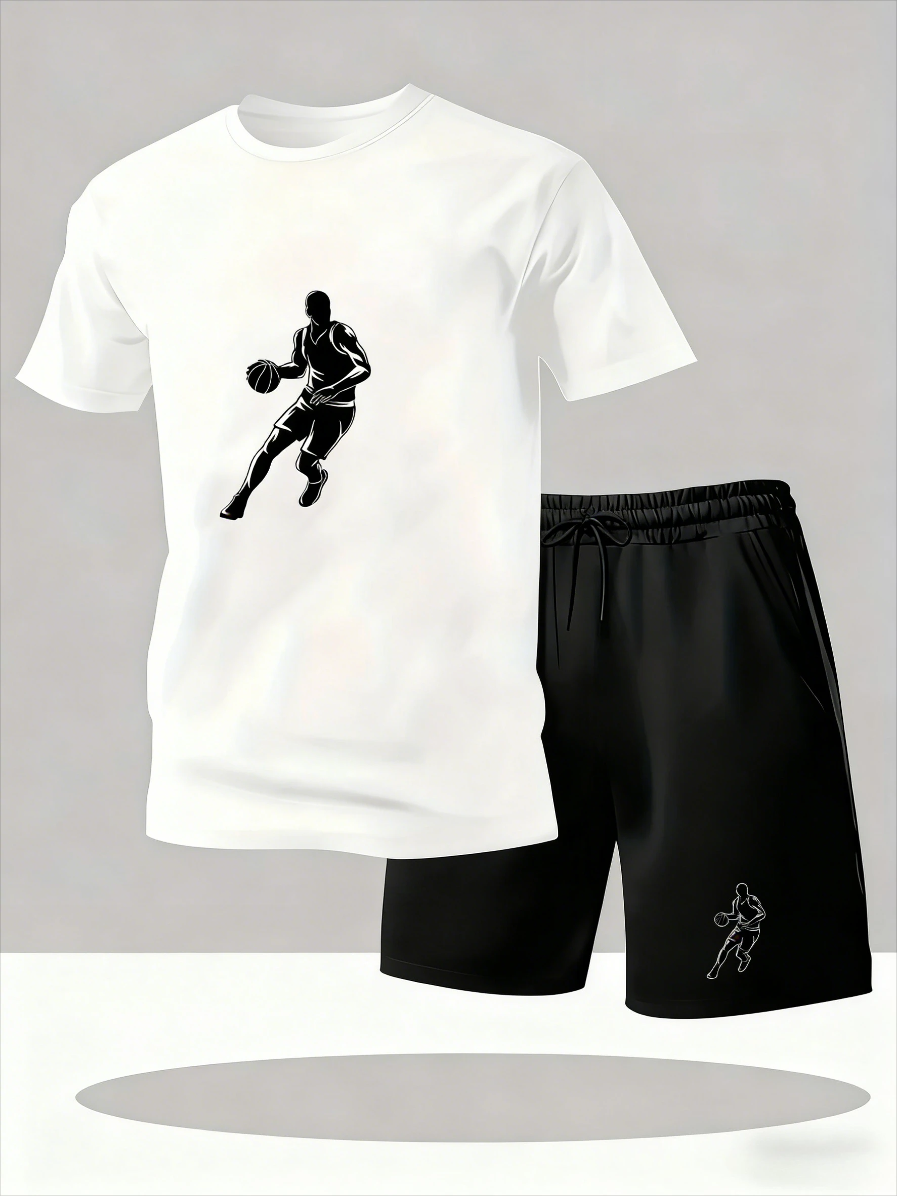 

Men's Summer 2-Piece T-Shirt & Shorts Set, Casual Street Style, Crew Neck, Polyester Blend, Outdoor & Fashion Casual Wear