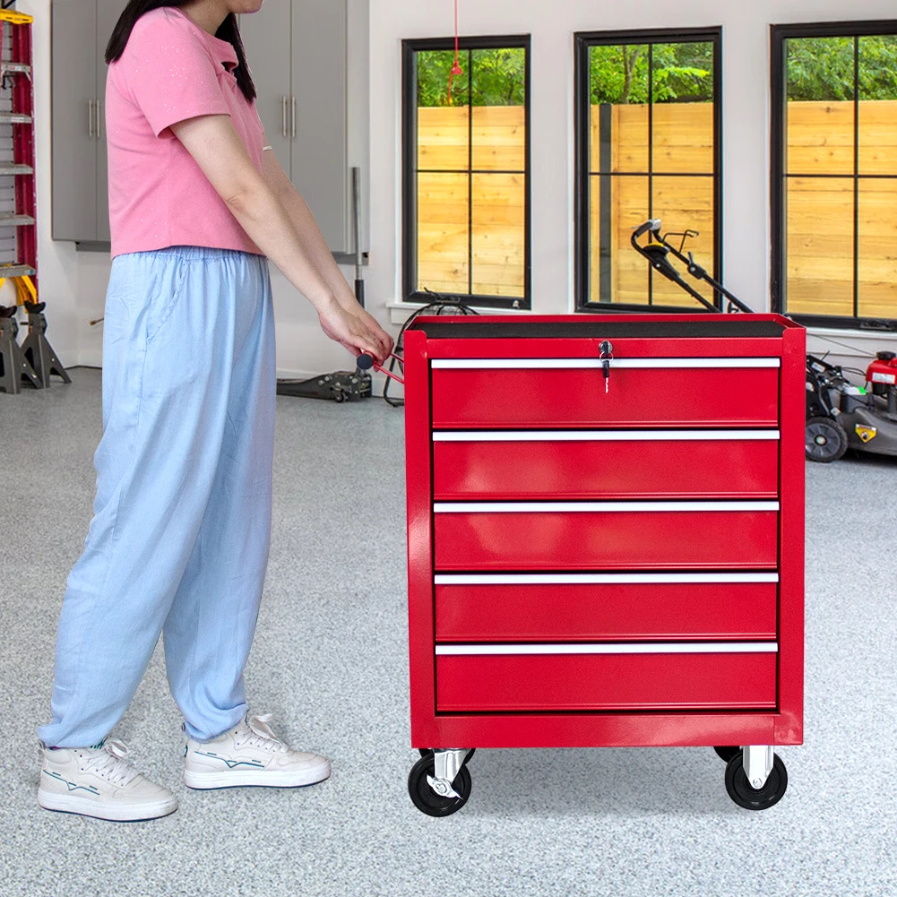 HPDMC Rolling Garage Workshop Tool Organizer 5 Drawer Tool Chest Tool Storage Cabinet for Garage Storage with 4 Wheels