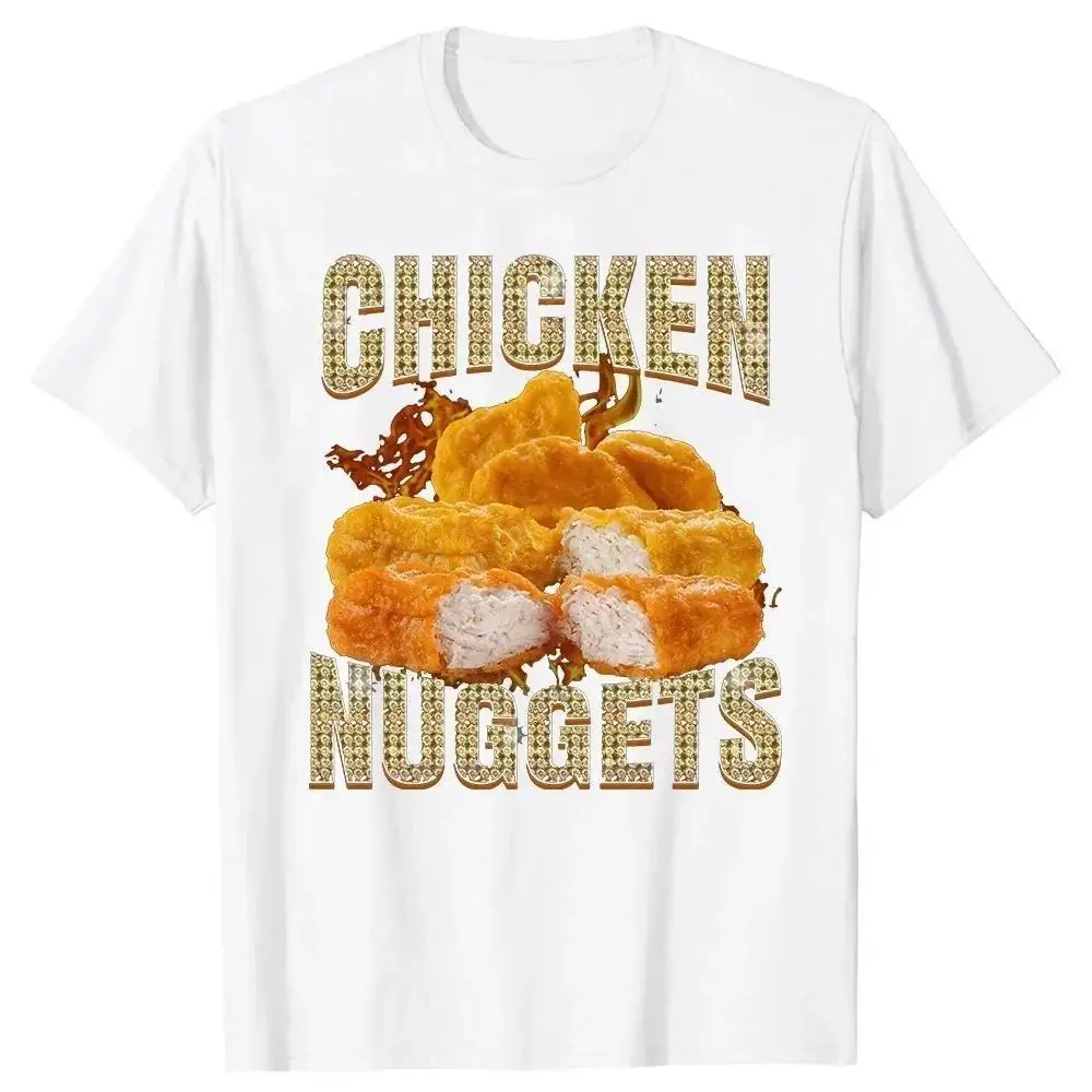 Humor Funny Chicken Nugget Meme Printed T-Shirts Women Joke Food Euro Round Neck Daily Casual Women Tshirt Kawaii Clothes