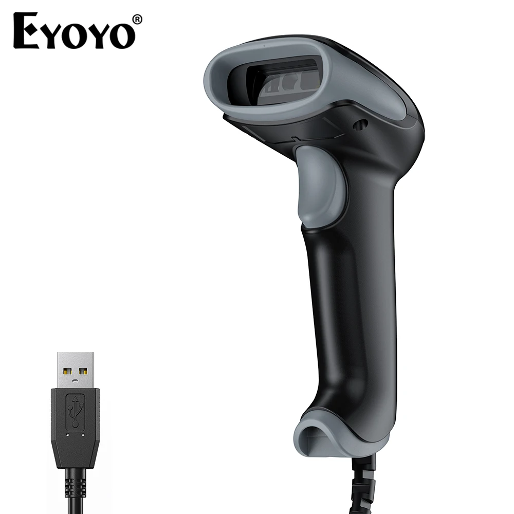 Eyoyo EY-034 USB Wired Auto-sensing Scanning 1D Barcode Scanner Study Anti-shock 2D QR PDF417 Code Reader For Win 7/8/10/XP, Mac