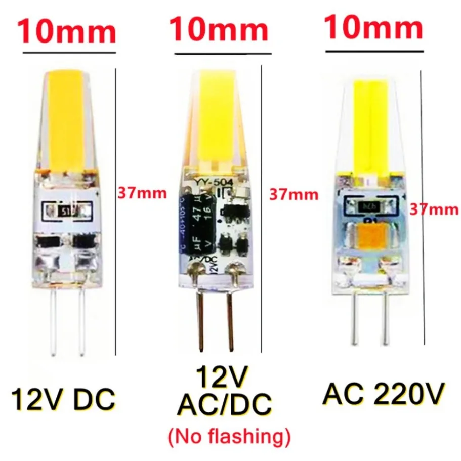 AvvRxx G4 LED COB Lamp 6W Bulb AC DC 12V 220V Candle Light Cold/Warm White Spotlight Chandelier Replace 10W 20W Halogen Lamps