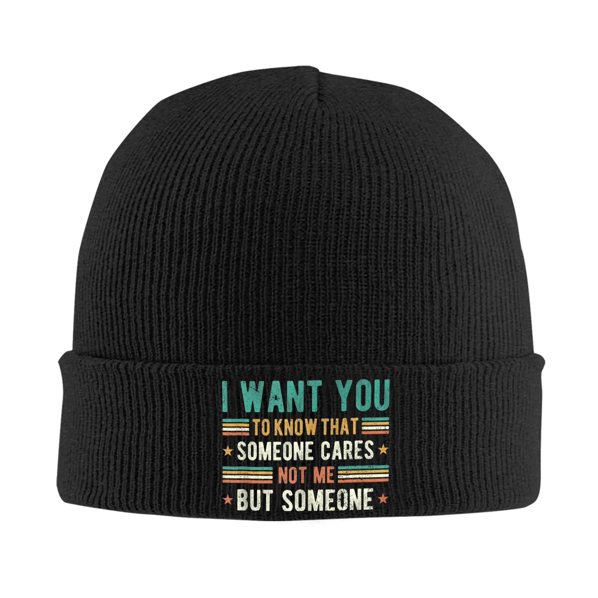 i Want You to Know that Someone Cares Beanie Hats  Bonnet Hats Men Women Cool Kpop Knitting Hat Autumn Graphic Elastic Caps