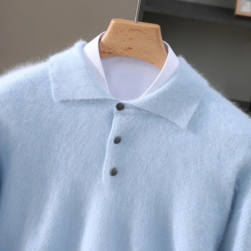 

Autumn And Winter Napping Fashion Men's Mink Wool Sweater POLO Collar Business Temperament Bottoming Knitted Sweater