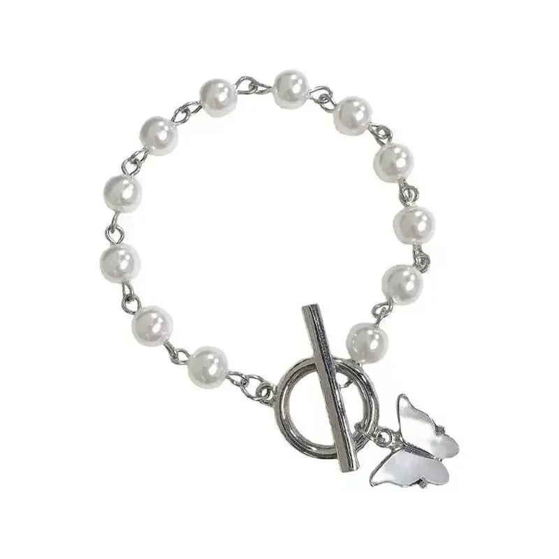 Temperament Butterfly Pearl Pendant Bracelet Ladies Girl Trend Charm Bracelet Friendship Bracelets Birthday Jewelry Gift Women