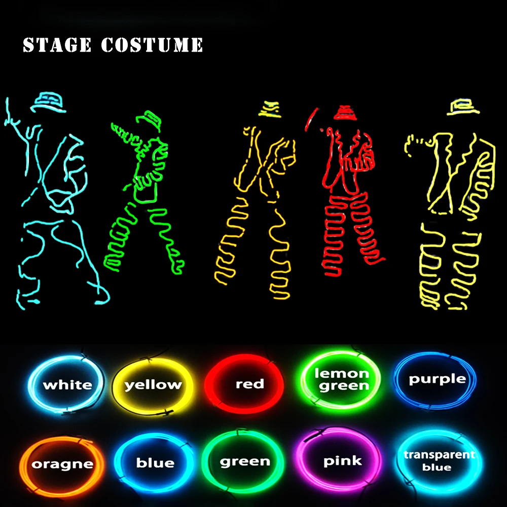 DIY EL Wire Modern Dance Music Fluorescent Shows Stage Dance Lights Jiangnan Style Small Apple Singer EL Wire Costumes Prop