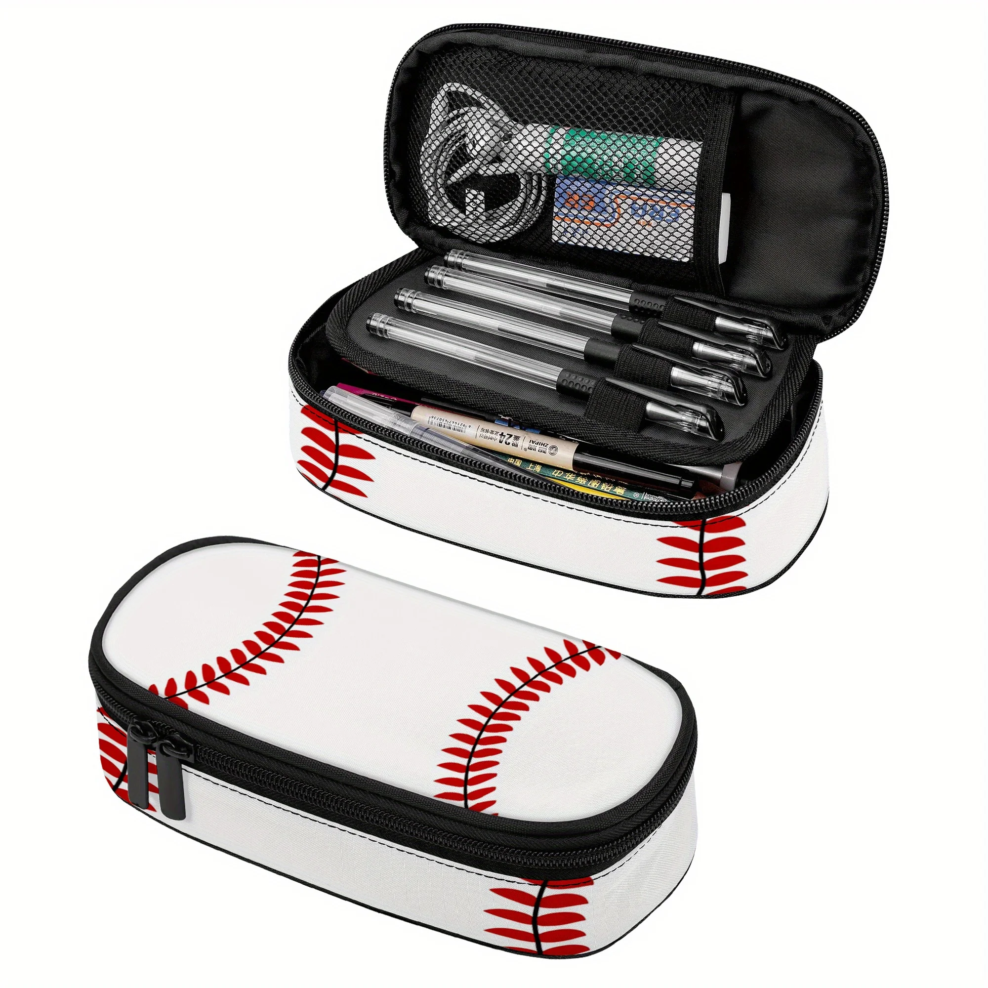 Baseball Seam Pencil Case Compatible for Boys Girls Makeup Bag School Supplies for Baseball Stitch Pencil Bag for Back to School