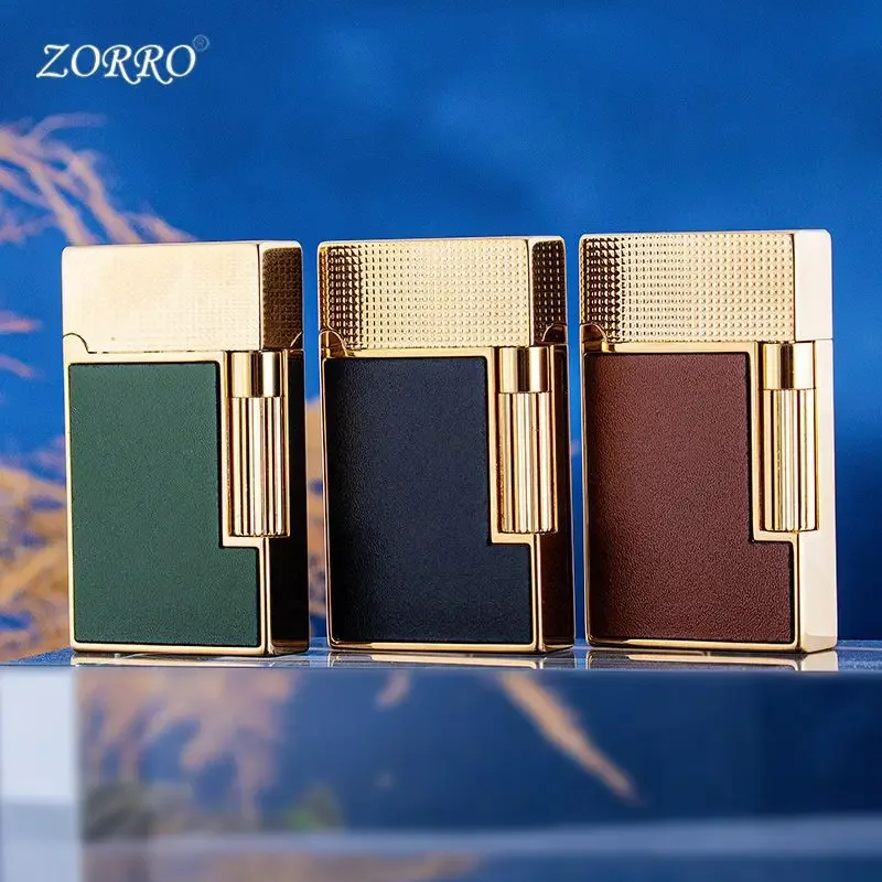 Zorro's New Paris Stud Gold Leather Kerosiene Slip Lighter Personalized Creative High-end Men's Gift Lighter Wholesale