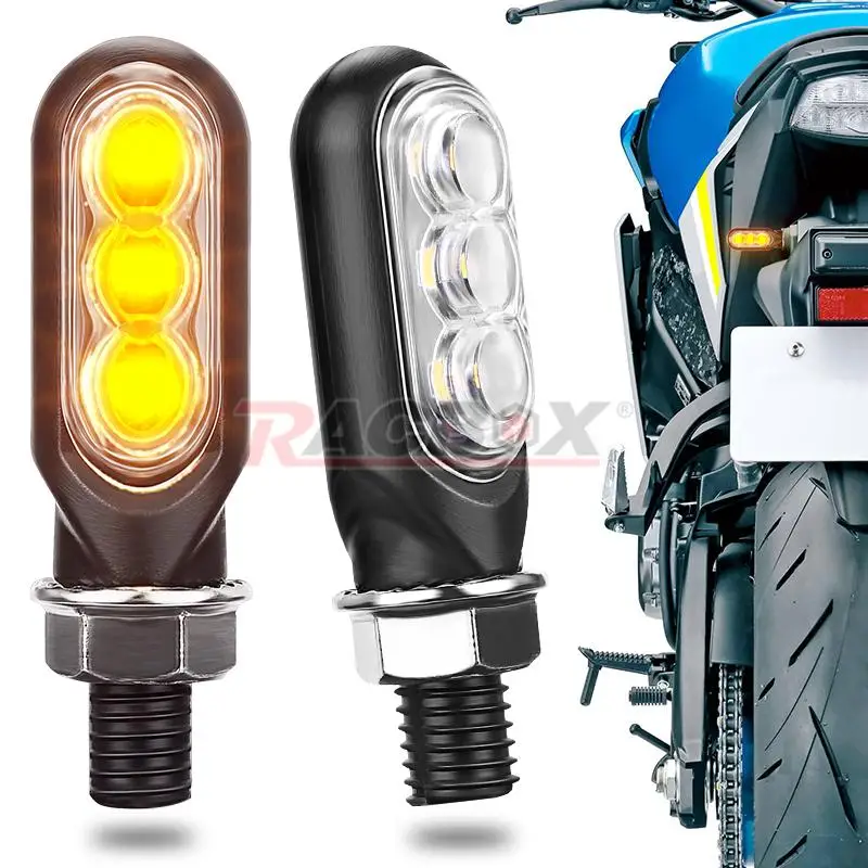 2/4PCS Motorcycle LED Turn Signal Light MINI Waterproof Amber Flasher Indicator Blinker Flowing Rear Lights Lamp Accessories