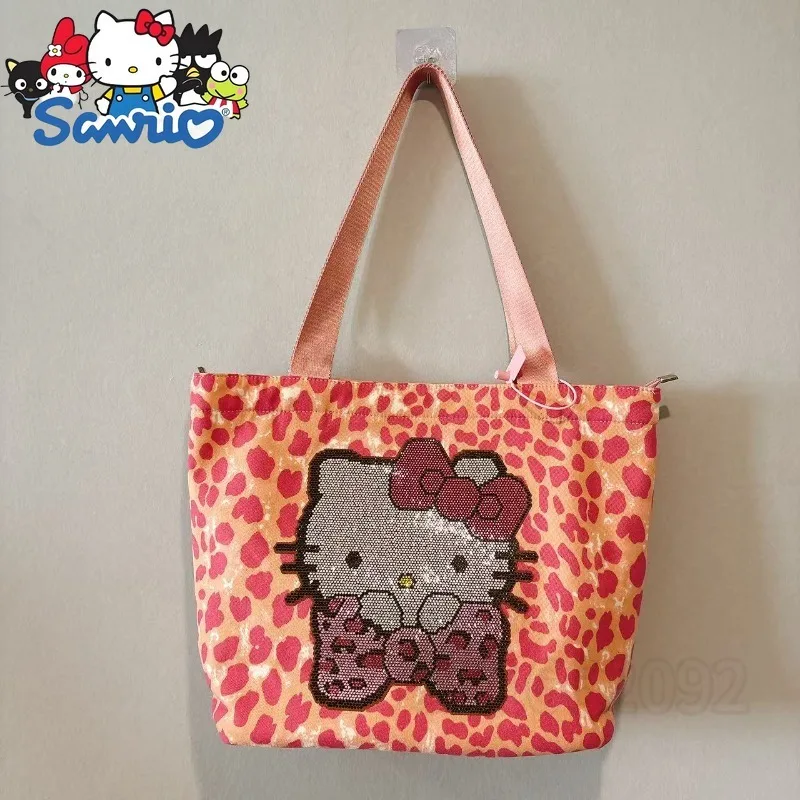 

Sanrio Hello Kitty New Diamond-studded Women's Handbag Large-capacity Women's Diamond-studded Shoulder Bag Pink Cartoon Tote Bag